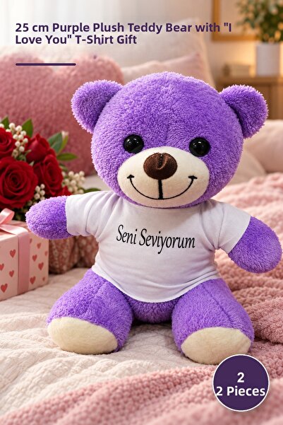 Yenilig 2 Plush Teddy Bears – Purple Plush Teddy Bear 25 Cm, Teddy Bear Gift ...