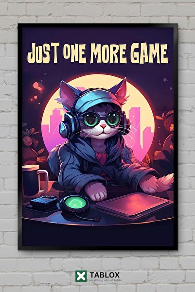 tablomaxtbx Cat Kedi Gaming Player Headphone Poster με κορνίζα Διακοσμητικός ...