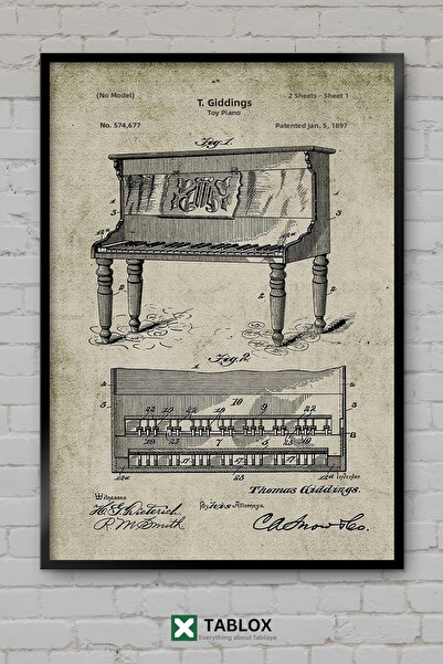 tablomaxtbx Toy Piano Toy Piano Patent Vintage Frame Look Decorative Mdf Table