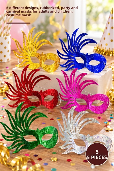 Yenilig 5 Colorful Cardboard Mask Set – 6 Different Designs Elasticated, Part...
