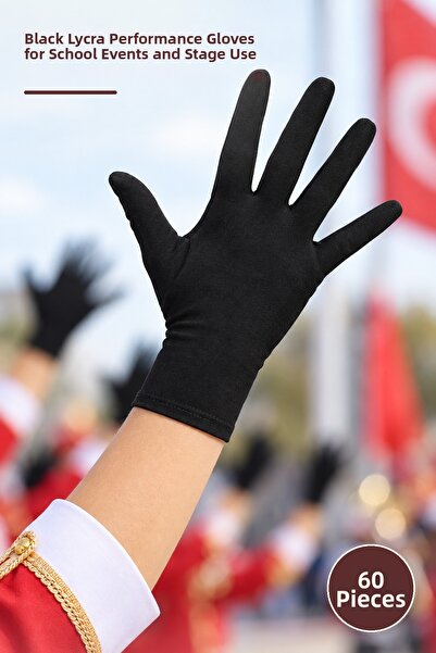 Yenilig 60 Pieces of Marching Band Gloves – Black Lycra Performance Gloves, f...