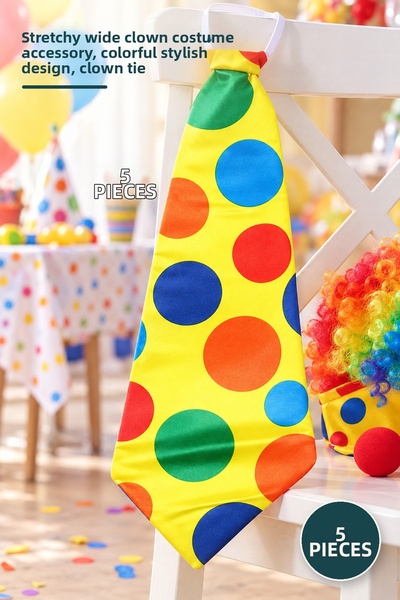 Yenilig 5 clown ties - wide elastic clown costume accessory, colorful stylish...