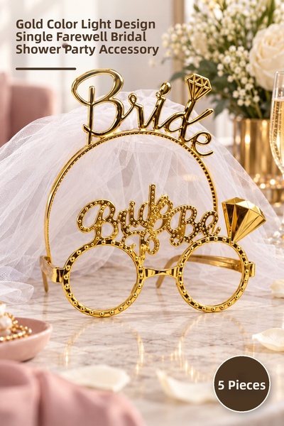 Yenilig 5 Pieces Bride Gold Crown and Bride Babe Party Glasses Set – Gold Col...