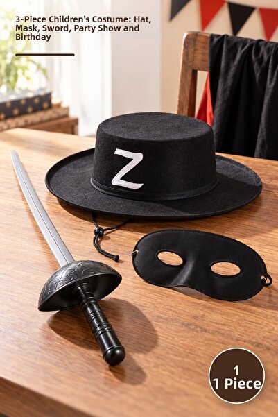 Yenilig 1 Piece Zorro Costume Set – 3-Piece Children's Costume Hat Mask Sword...