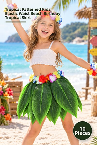 Yenilig 10 Pieces Hawaiian Leaf Party Skirts – Tropical Patterned Children's ...
