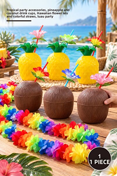 Yenilig 1 Piece Hawaiian Party Set – Tropical Party Accessories, Pineapple an...
