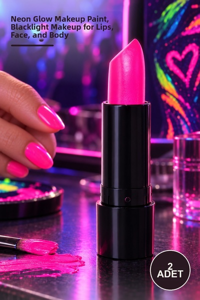 Yenilig 2 Pieces Uv Neon Pink Lipstick – Neon Glow Makeup Paint, Blacklight M...