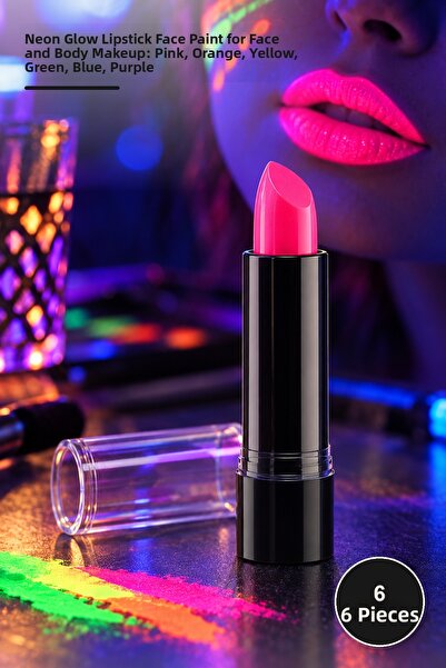 Yenilig 6 Pieces of Glow-In-The-Dark Uv Neon Lipstick – Neon Glow Lipstick fo...