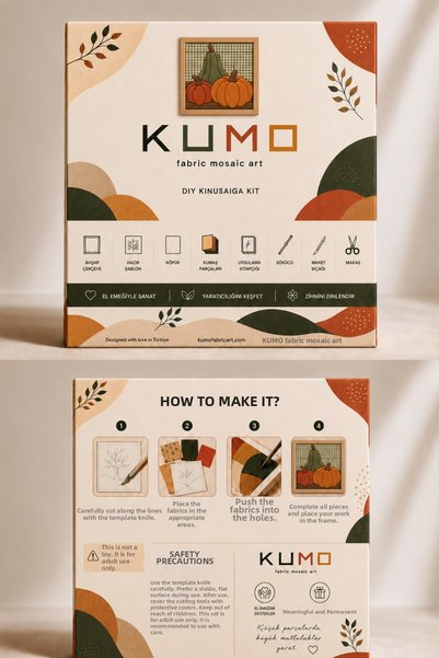 KUMO fabric mosaic art طقم هوبى كينوسايغا من بامبكس - طقم فن الفسيفساء القماشي بدون خياطة يمكنك صنعه بنفسك - 20 × 20 سم