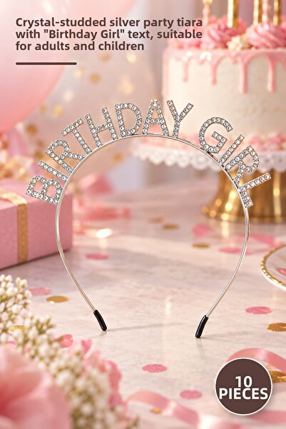 Yenilig 10 Pieces Birthday Crown – Silver Party Tiara with Crystal Stones and...