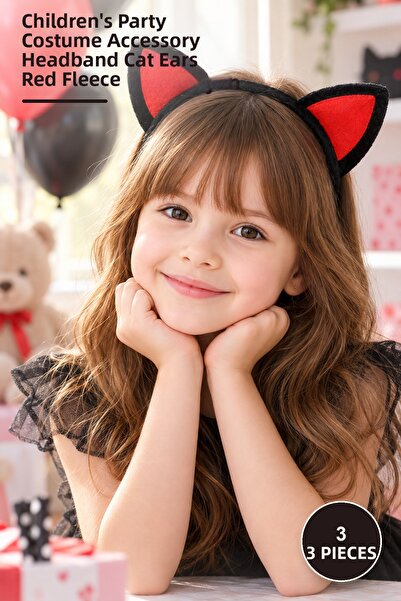 Yenilig 3 Pieces Plush Cat Ear Crown – Children's Party Costume Accessory Hea...