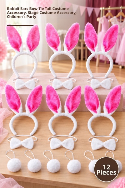 Yenilig 12 Pcs Rabbit Show Set – Ear Crown Bow Tie Tail, Stage Costume Access...