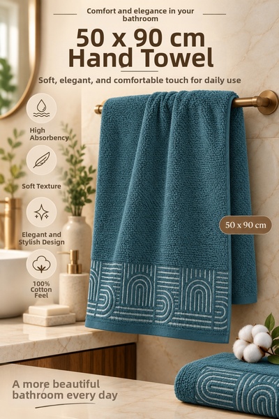 GLOMAR Prosop de baie de lux cu model, 100% bumbac, 1 bucată, absorbant de ap...