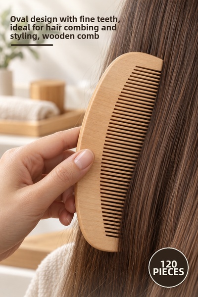 Yenilig 120 Pieces Wooden Comb – Narrow Toothed Oval Design, for Hair Combing...