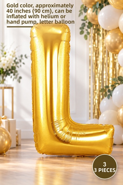 Yenilig 3 Pieces L Letter Foil Balloon - Gold Color, 40 Inches Approximately ...