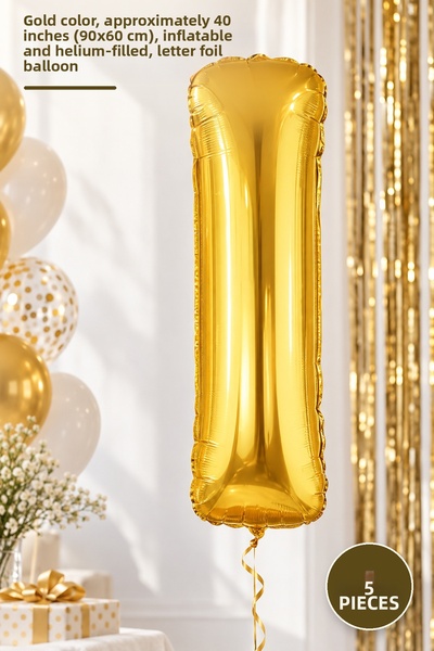Yenilig 5 Pieces I Letter Foil Balloon - Gold Color, 40 Inches Approximately ...