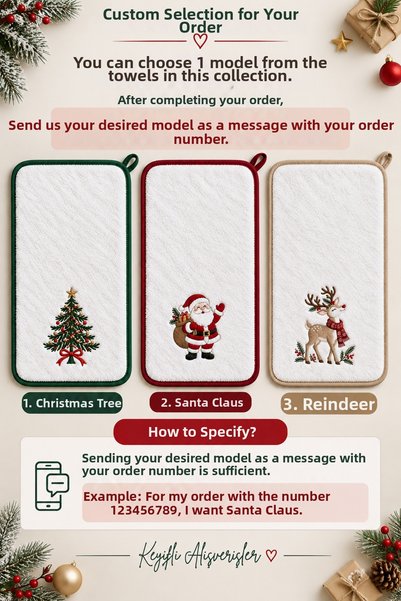 ZİLCA HOME 40X60 cm Christmas Themed - Soft Textured Towel with Ribbed Edges