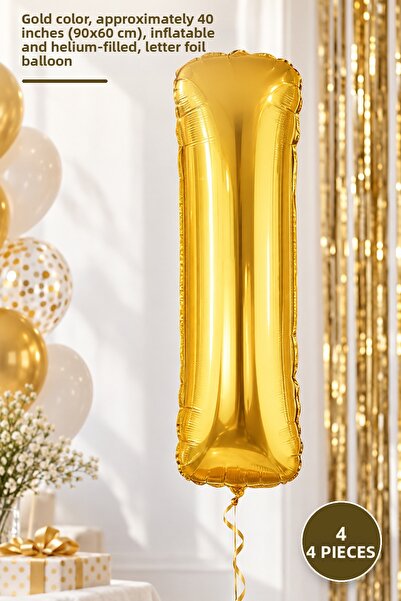 Yenilig 4 Pieces I Letter Foil Balloon - Gold Color, 40 Inches Approximately ...
