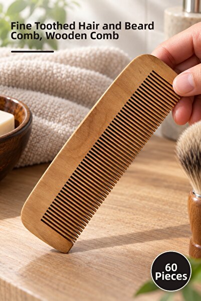 Yenilig 60 Pieces Wooden Combs – Narrow Tooth Hair and Beard Comb, Wood Comb,...