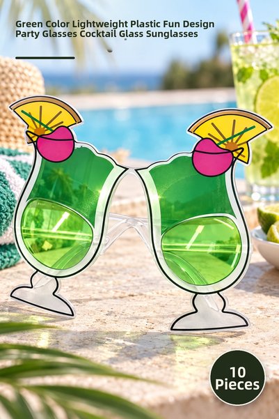 Yenilig 10 Pieces Cocktail Glasses Party Glasses – Green Color Lightweight Pl...