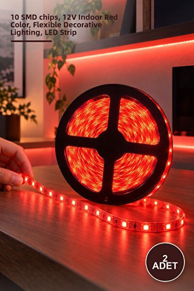 Yenilig 2 buc. CT-4482 Bandă LED - 10 Chip Smd, 12V Interior Culoare roșie, I...