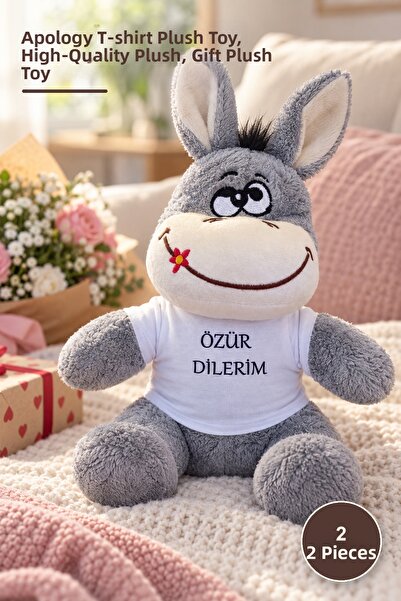 Yenilig 2 Plush Donkeys – Plush Toy with T-Shirt and Apology Written on It, H...
