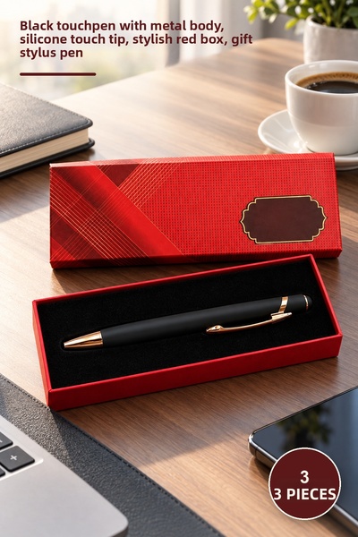 Yenilig 3 Rubber Pens – Black Touchpen Metal Body, Silicone Touch Tip, Stylis...