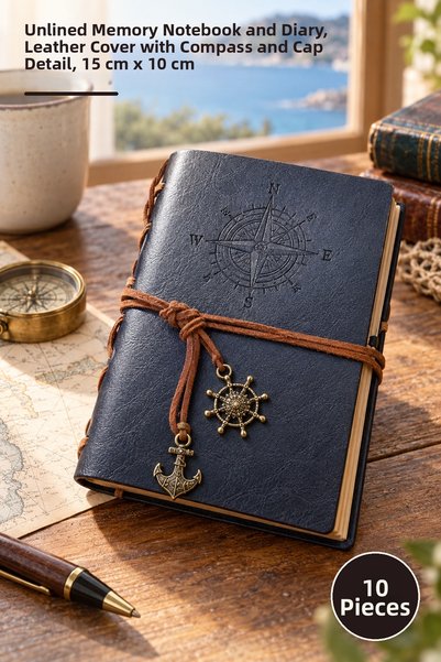 Yenilig 10 قطع من دفاتر الملاحظات الجلدية المطبوعة ببوصلة صغيرة الحجم - دفتر ...