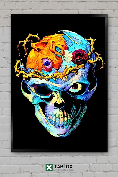 tablomaxtbx Dead Skull Kuru Kafa Kafatası Sanat Karanlık Poster Frame Looking...