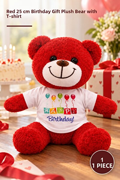 Yenilig 1 Piece Plush Bear – Red 25 cm Birthday Gift Teddy Bear with T-Shirt ...