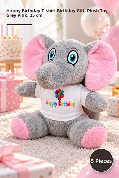 Yenilig 5 Pieces Plush Toy Elephant – Birthday Gift with Happy Birthday T-Shi...