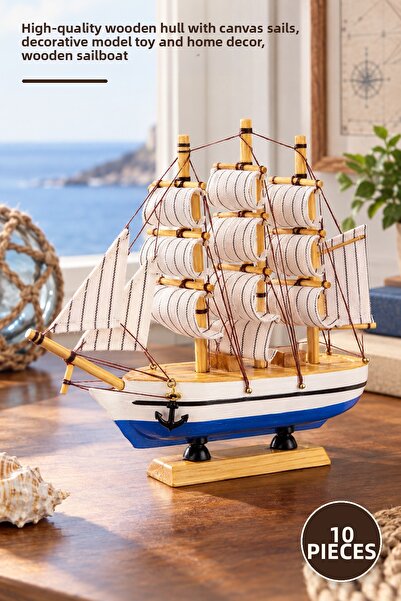 Yenilig 10 Pieces Wooden Sailing Ship – High Quality Wooden Hull, Hood, Cloth...