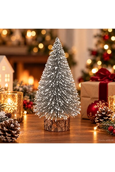Yenigeldi 15 cm Glittered Christmas Table Pine Tree, Glittered Tree, Table De...
