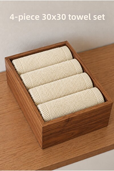 Motif Tekstil Σετ 4 πετσετών χεριών και κουζίνας 30x30 εκ. από 100% οργανικό ...