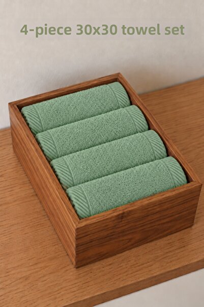 Motif Tekstil Set of 4 30X30 cm 100% Organic Cotton Hand and Kitchen Towels -...