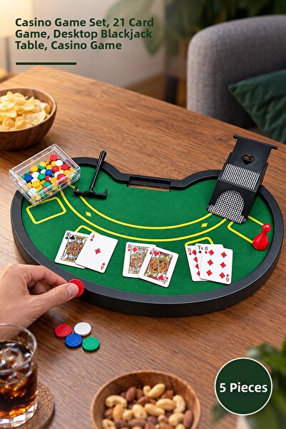 Yenilig 5 Piece Tabletop Blackjack Game Set – Casino Game Set, 21 Card Game, ...