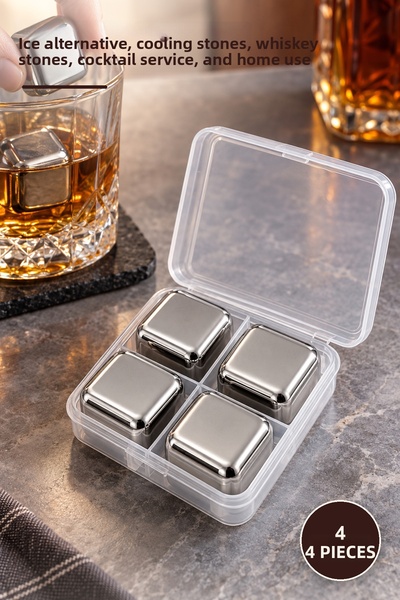 Yenilig 4 Pieces Stainless Steel Whiskey Stones – Ice Alternative, Cooling St...