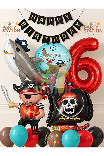Parti Station Sailor Theme Pirate Concept 6 Year Old Balloon Set - 14 Piece G...