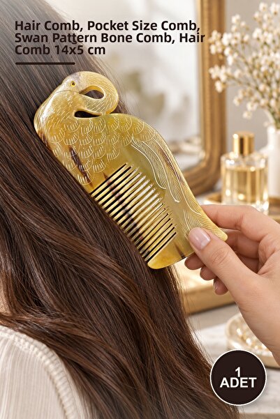 Yenilig 1 Piece Swan Design Bone Comb – Hair Comb, Pocket Size Comb, Swan Pat...