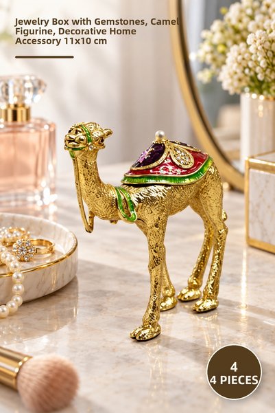 Yenilig 4 Pieces Decorative Camel Figurine Jewelry Box – Gemstone Jewelry Box...