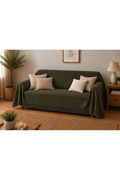 BAYBAYANAY Sofa Cover / Bedspread Khaki Plaid 100% Cotton 170X200 cm