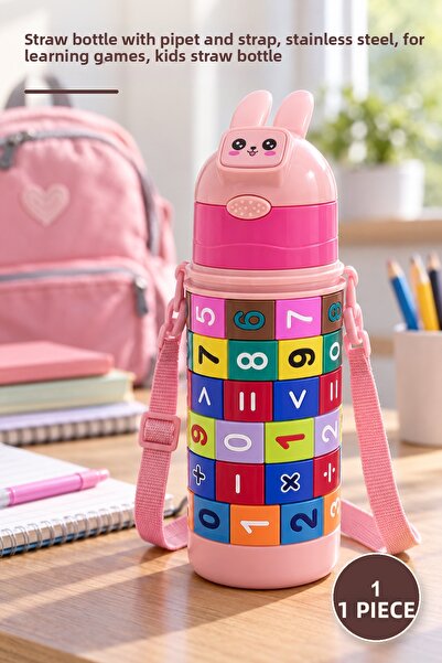 Yenilig 1 Piece Educational Math Game Children's Thermos - Stainless Steel Fl...