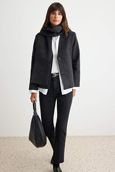 Trendyol Collection Dark Anthracite Blazer Jacket Twoaw27Bc00023
