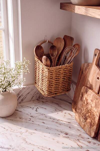 TRENDYOLMİLLA HOME Rattan Basket with Handle (Height 10 cm) Tphaw27Spt00004