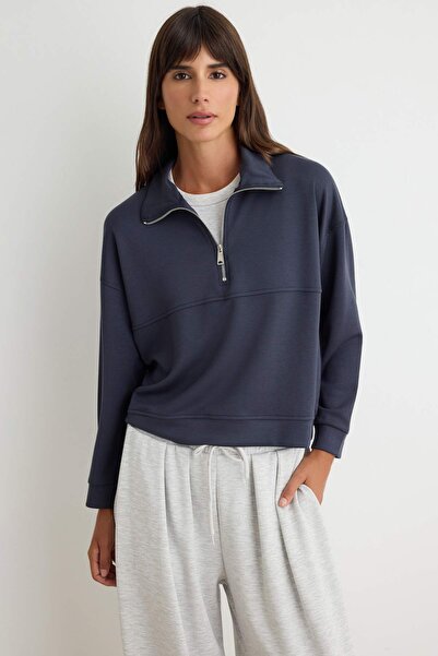 Trendyol Collection Anthracite Soft Touch Regular Fit Knitted Sweatshirt with...