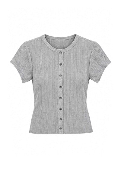 Trendyol Collection Gray Melange Blouse Twoss26Bz01105