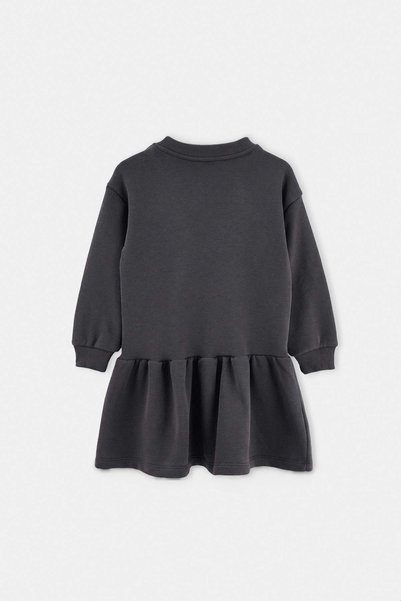 TRENDYOLKIDS Anthracite 100% Cotton Thick Plain Knitted Dress Tkdaw27El00014