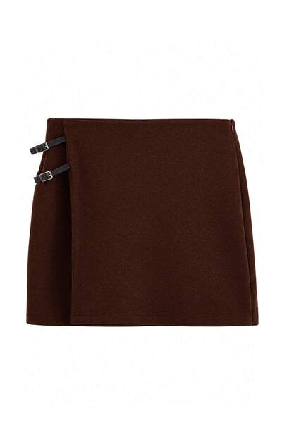 Trendyol Collection Brown Belt Detailed Knitted Skirt Twoaw27Et00093