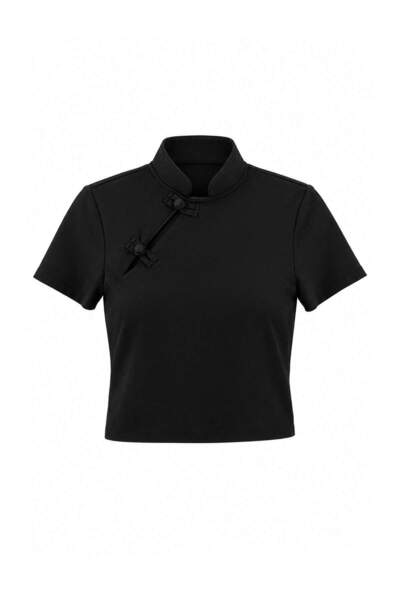 Trendyol Collection Black Diver/Scuba Regular Blouse Thmaw27Bz00012