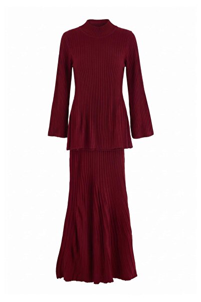 Trendyol Modest Σετ Πλεκτό Ενιαίο Κοστούμι Τρικό Ανθεκτικό στο Χνούδι με Φτερ...
